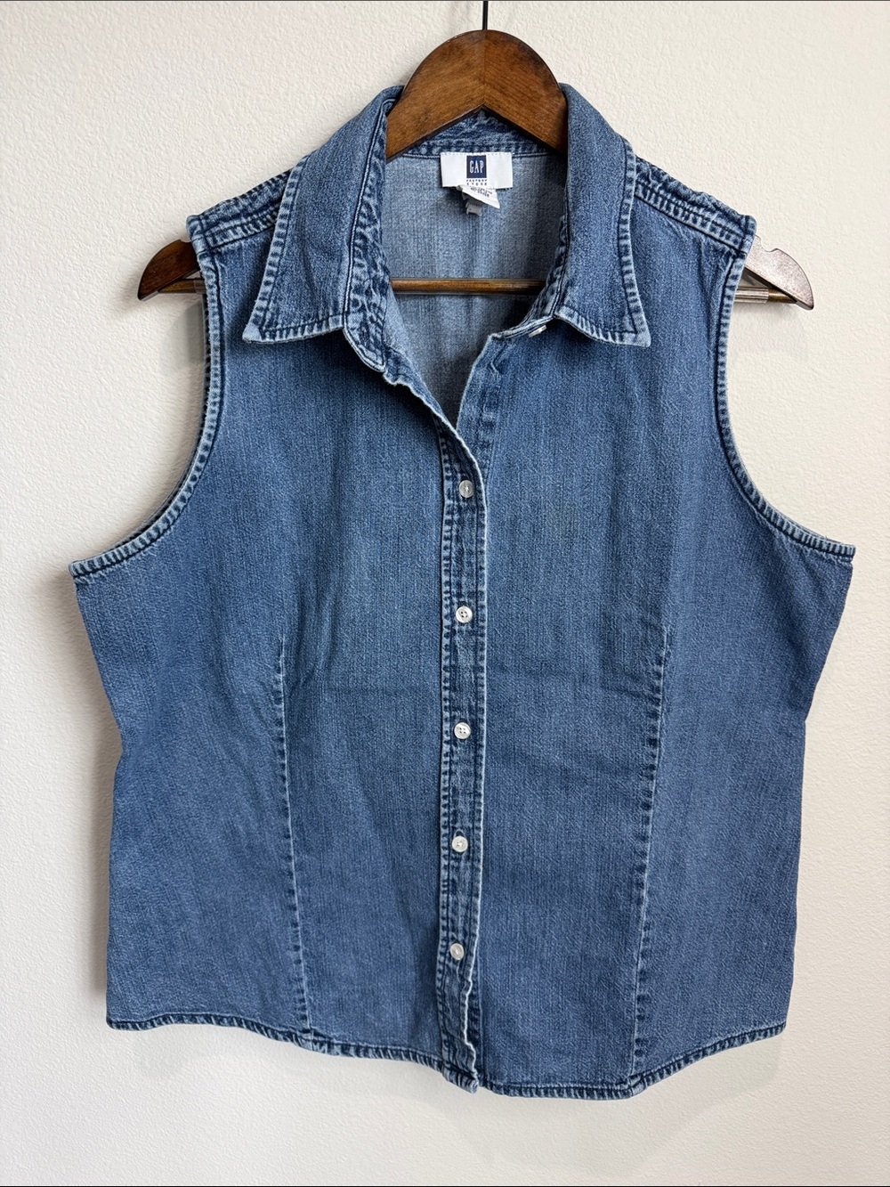 Gap Factory Blue Denim Sleeveless Button Up Shirt Size XXL